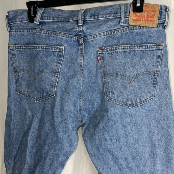 Levi's 505 Jean Straight Leg Regular Fit High Rise Zipper Fly Demin Blue Jeans - Picture 7 of 9